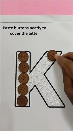 Letter K - Button Pasting | Craft for Kids | Easy Button Pasting | Alphabet Activity