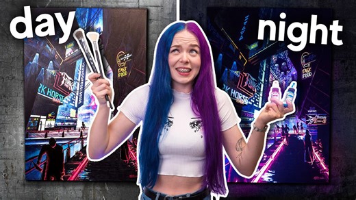 I Painted a Glowing Cyberpunk City with UV Paint!