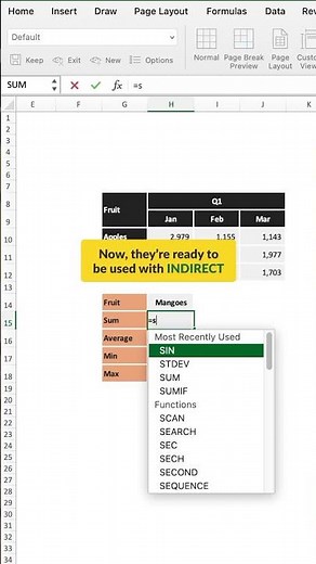#Shorts | How to Use the INDIRECT Function With Named Ranges #excel #learnexcel