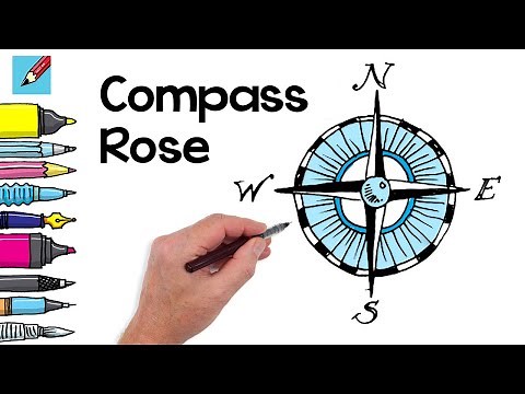 Draw a Compass Rose Real Easy - Step by step for beginners - with spoken instructions