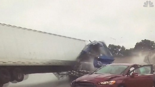 Semi-truck crashes into tow truck, rolls over Wisconsin highway