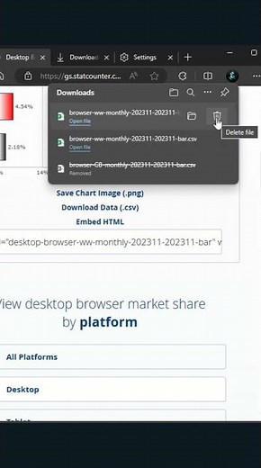 Delete downloaded files in Microsoft Edge like this #microsoftedge #browser #pc #techtok