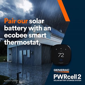 Help your whole family stay comfortable and in control – even when the grid fails. With PWRcell 2 Solar Battery and an ecobee smart thermostat, your home automatically adjusts to save energy, stretch backup power and gives everyone in the house a clear view of backup power for peace of mind. | Generac