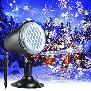 Christmas Snowflake Projector Lights,Outdoor Christmas Snowfall Light,Holiday Lights Projector,Waterproof White Snow Landscape Decorative Lighting for Halloween Xmas Wedding Party Gift