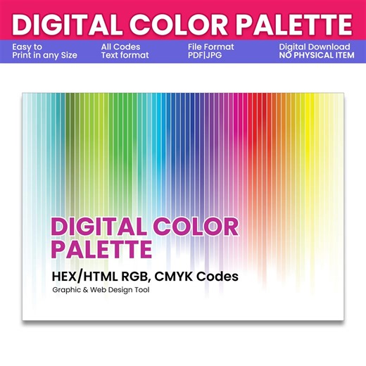 Digital Color Palette Chart | HEX RGB CMYK Color Codes | Printable Color Palette | Graphic & Web Design Tool | Instant Download - Etsy