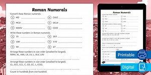 Roman Numerals Worksheet