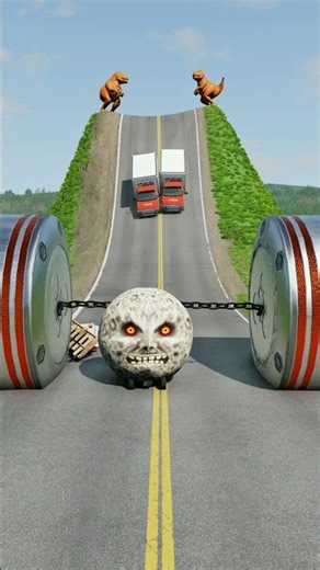 Cars & Cargo Vans vs Chained Hydraulic Crush - BeamNG.drive