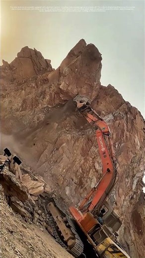 How an Excavator's Hydraulic Hammer Demolishes High - Rising Rocks