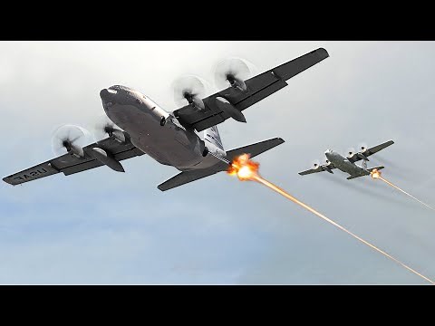 US AC-130 Gunship in Action Firing All its Scary Cannons