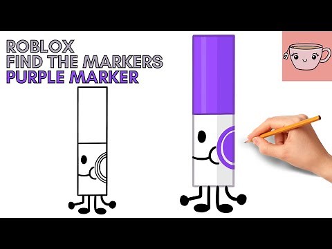 How To Draw BFB Purple Marker | Roblox - Find The Markers | Easy Step By Step Drawing Tutorial