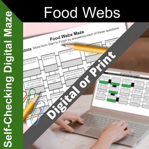 Food Webs Digital and Printable Maze Worksheet