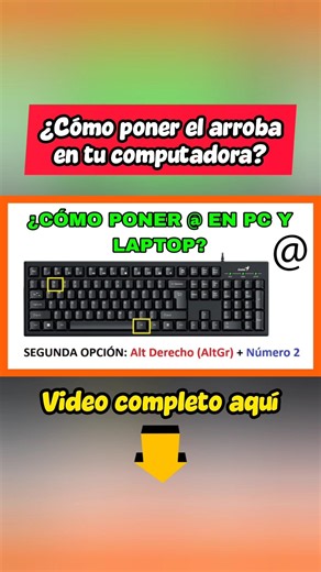 Cómo escribir arroba @ en PC o Laptop #shorts #tutorial