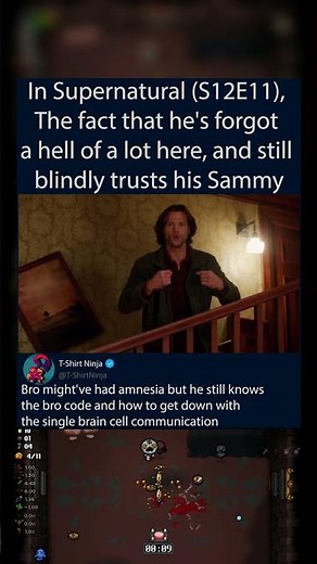 In Supernatural (S12E11), The fact that he's forgot a hell of a lot here, and still blindly