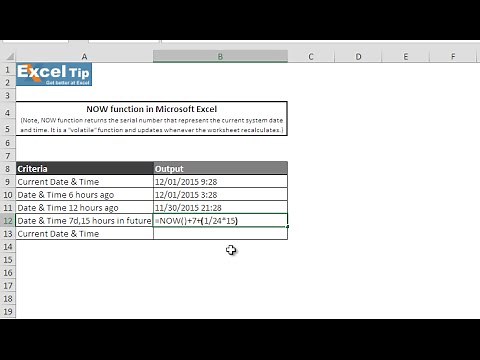 How to use NOW function in Excel