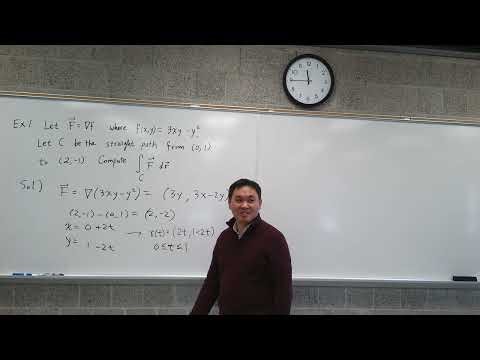 Line integral of a conservative vector field example