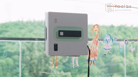 Yoolax Window Cleaning Robot, Automatic Window Cleaner Robot with Dual Water Spray, 3000Pa Suction Power, Robotic Window Cleaner with App & Remote Control, White