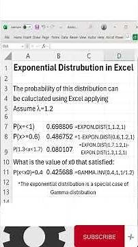 Exponential distribution in Excel