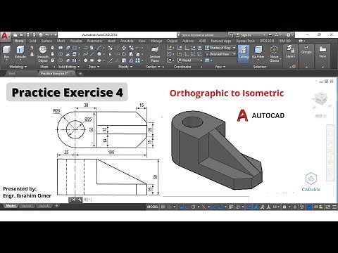 Autocad 3d practice drawing | Autocad Practice Exercise 4 | Orthographic to Isometric | CADable