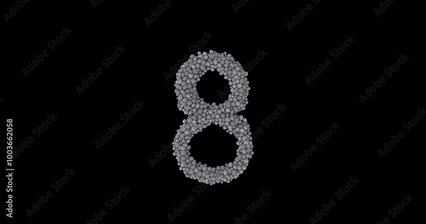 A countdown overlay animation from 10 to zero with smooth pebbles on a transparent alpha channel