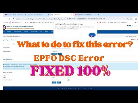 Error occurred while connecting dsc utility application epfo portal || 8189972804