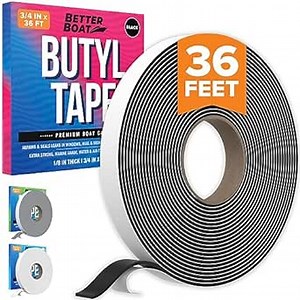 Butyl Tape, RV and Marine Window Seal Kit, Black Double-Sided Putty Tape, 1/8" x 3/4" x 36 Ft, Waterproof Rubber Caulking for Boat, RV Windows, and Outdoor Sealing