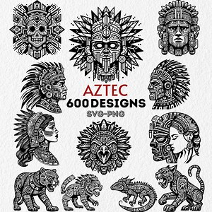 600 Aztec SVG PNG Designs Bundle | Intricate Aztec Art for Tattoos, Crafts, and DIY Projects | Ancient Tribal Clipart Collection - Etsy