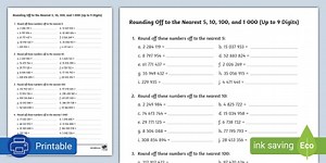 Rounding Off to the Nearest 5, 10, 100 and 1 000 (Up to 9 Digits) Activity Sheet