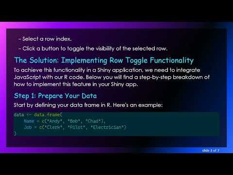 Implementing Row Toggle in a Shiny Datatable