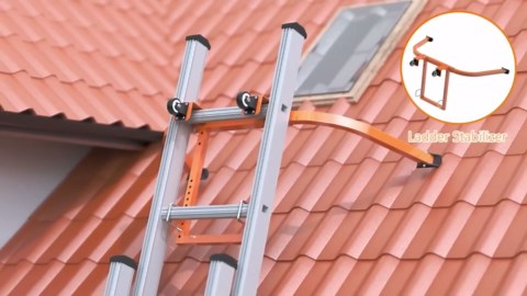 Eazy2hD Ladder Stabilizer - 2 in 1 Ladder Hooks for Roof, Extension Ladder for Roof Gutter Repair and Cleaning - Silver