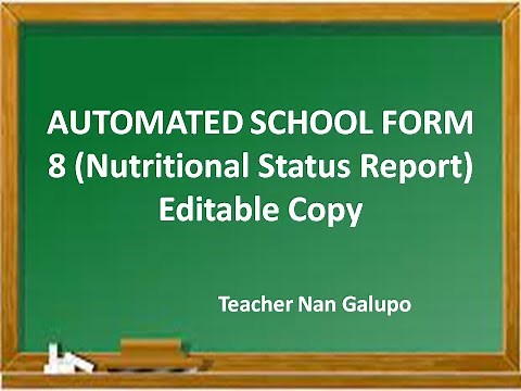 Automated SF8 Learners Nutritional Status Editable Template