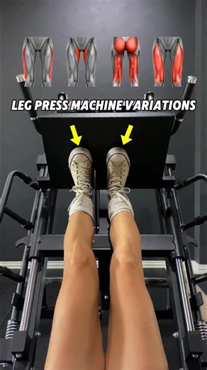Ariel_yu on Instagram: "Leg Press - Muscle Activation by Foot Position 1. Narrow Stance (Close Foot Position) Places greater emphasis on the vastus lateralis (outer quad). 2. Wide Stance Increases activation of the adductors and the vastus medialis (inner quad). 3. High Foot Placement Shifts focus to the glutes and hamstrings. 4. Standard Foot Placement Provides a more balanced activation of the quadriceps overall. #legpress #legtraining #homegymequipment"