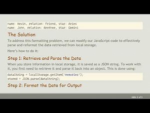Formatting JSON Output from Local Storage