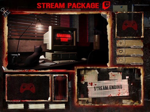 Horror Stream Overlay Package: Red Room Twitch Theme (digital Download - Etsy
