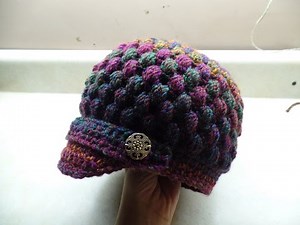 Crochet Newsboy Puff Stitch Hat TUTORIAL #254 Bagoday Crochet