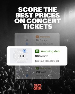 13 reactions | Score the best prices on concert tickets with DealScore  | SeatGeek | Facebook