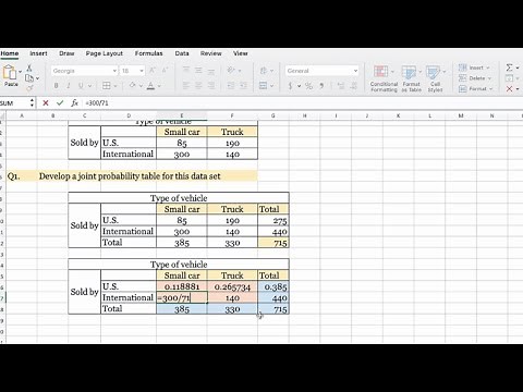 Develop a joint probability table, calculate marginal probabilities and conditional probability