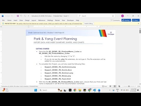Shelly Cashman Excel 365 | Module 7: SAM Project B Park & Yang Event Planning