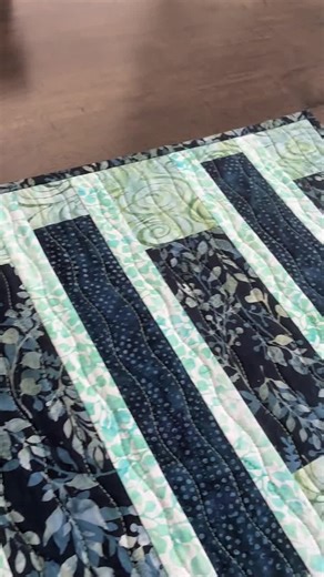 Batik Quilted Table Runner: Navy, Teal, and Aqua - Etsy
