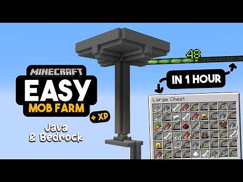 EASIEST Mob XP Farm in Minecraft - 1100 Items Per Hour - Java and Bedrock Tutorial