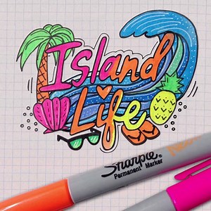6.8K views · 103 reactions | Every once and a while, we need to escape to the island of creativity. #SharpieNeon Original Art by: @carawrrr (IG) | Sharpie | Facebook