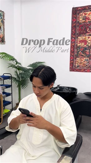 Drop Fade Haircut with Middle Part Tutorial