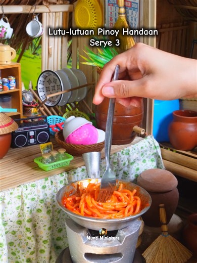 Spaghetti pababa at pataas🤣 #minicooking #muntiminiature #asmr #spaghetti