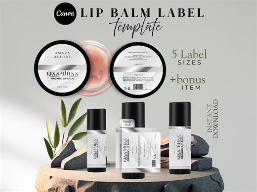Editable Lip Balm Label Template | Printable Balms Sticker | DIY Chapstick & Round Label Design | Small Business Branding | Edit in Canva - Etsy