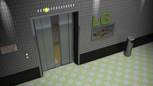 3d animation Elevator, lift, building.