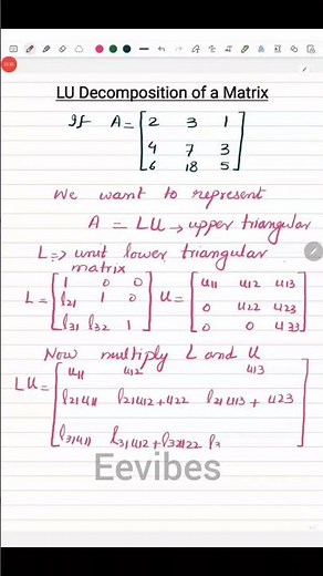 LU Decomposition Method in Matrix #LUDecomposition #linearalgebra