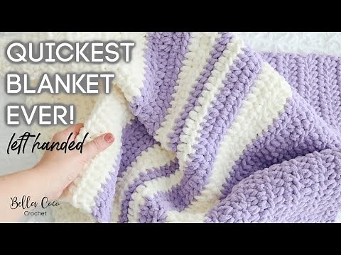 LEFT HANDED CROCHET | FAST AND EASY BLANKET | BEGINNER FRIENDLY | Bella Coco Crochet