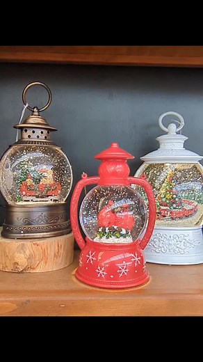 These snow globe lanterns are magical & mesmerizing. They run on AA batteries (not included) or USB power cable (included). There's even a built in timer so It will turn on and off at the same time each day. #christmasdecor #christmasatrekkers #shoplocal | Rekker's Garden Centre | Facebook