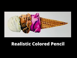 How to draw realistic ice cream with colored pencils