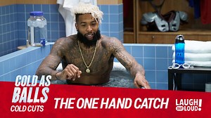 #OdellBeckhamJr goes into the legendary one hand catch. #KevinHart takes the opporuinty to test that out 😏 Spoiler Alert: it wasn't a very good test 😂 See the full interview right here : http://bit.ly/CAB2_Odell | Cold As Balls