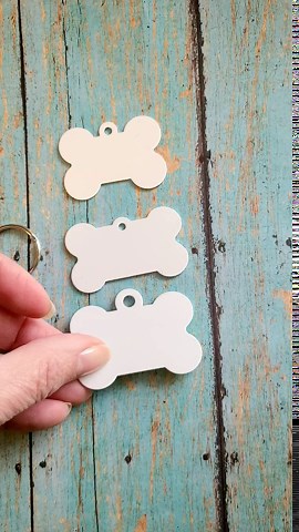 20 Bone Shaped Sublimation Blank Dog Tag. Double Sided! Aluminum with Chain!